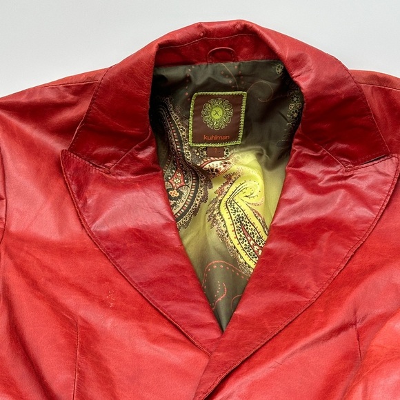 Kuhlman Genuine Leather 2 button Jacket Red Burgandy Women's Size 2 - Picture 3 of 10